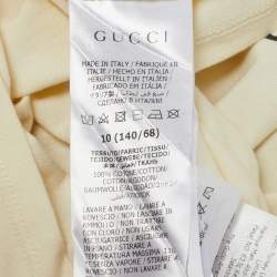 Pre Owned Gucci Kids Cream Logo Cartoon Print Jersey T-Shirt 10Yrs