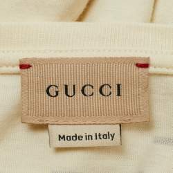 Pre Owned Gucci Kids Cream Logo Cartoon Print Jersey T-Shirt 10Yrs