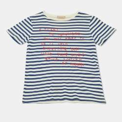 Pre Owned Gucci Kids Striped Jersey T-Shirt 8Yrs