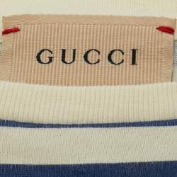 Pre Owned Gucci Kids Striped Jersey T-Shirt 8Yrs