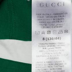Pre Owned Gucci Kids Green Printed Jersey T-Shirt 8Yrs