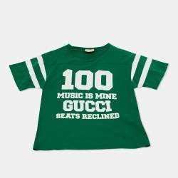 Pre Owned Gucci Kids Green Printed Jersey T-Shirt 8Yrs