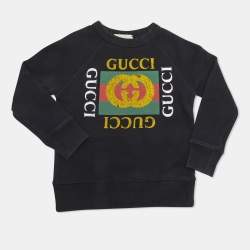 Pre Owned Gucci Kids Black Logo Print Cotton Sweater 4Yrs