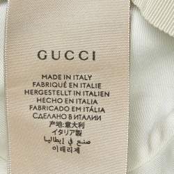 Pre Owned قبعة غوتشي قطنية كانفاس زرقاء للأطفال مع أغطية الأذن صغيرة