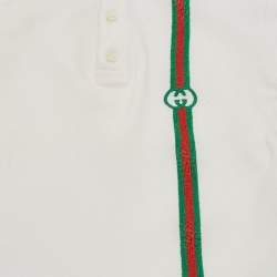 Pre Owned تي شيرت غوتشي قطن حياكة ويب جي جي أبيض 18-24 شهرًا