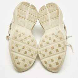 Pre Owned Gucci Off Size 33 White Leather Rhyton Logo Print Low Top Sneakers