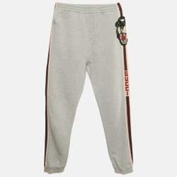 مملوكة مسبقًا Gucci Kids Grey Cotton Tiger Applique Joggers 10Yrs