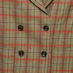 Pre Owned Gucci Kids Green Checkered Wool Double Breasted Jacket 6Yrs