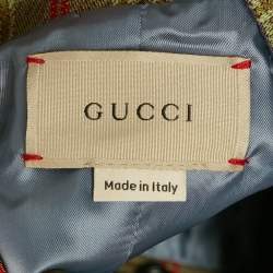 Pre Owned Gucci Kids Green Checkered Wool Double Breasted Jacket 6Yrs