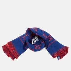 Pre Owned وشاح غوتشي مزيج صوف جي جي جاكار وردي