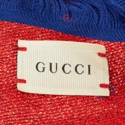 Pre Owned وشاح غوتشي مزيج صوف جي جي جاكار وردي