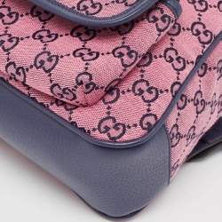 Pre Owned Gucci Pink/Blue GG Canvas and Leather Backpack