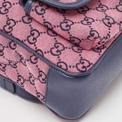 Pre Owned Gucci Pink/Blue GG Canvas and Leather Backpack
