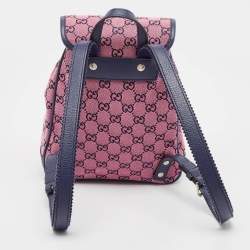 Pre Owned Gucci Pink/Blue GG Canvas and Leather Backpack