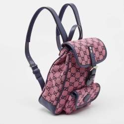 Pre Owned Gucci Pink/Blue GG Canvas and Leather Backpack