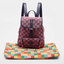 Pre Owned Gucci Pink/Blue GG Canvas and Leather Backpack