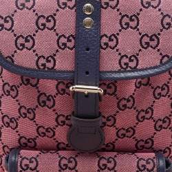 Pre Owned Gucci Pink/Blue GG Canvas and Leather Backpack