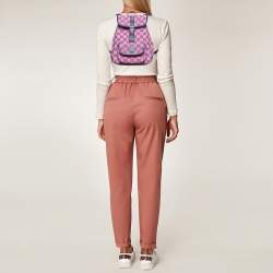 Pre Owned Gucci Pink/Blue GG Canvas and Leather Backpack