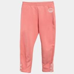Gucci Pink Logo Print Cotton Knit Trackpants 6 Yrs