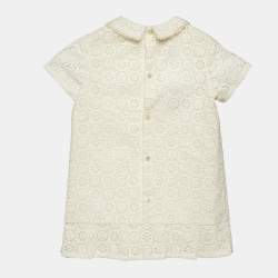 Gucci Light Beige Floral and Logo Patterned Hacoba Kids Dress 18-24 M
