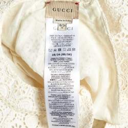 Gucci Light Beige Floral and Logo Patterned Hacoba Kids Dress 18-24 M