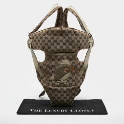 Gucci Beige GG Canvas and Leather Zoo Patch Baby Carrier