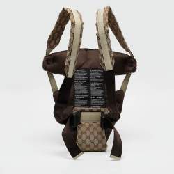 Gucci Beige GG Canvas and Leather Zoo Patch Baby Carrier