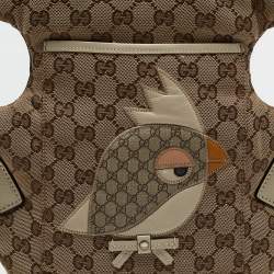 Gucci Beige GG Canvas and Leather Zoo Patch Baby Carrier