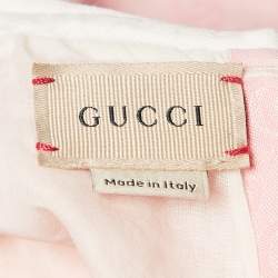 Pre Owned Gucci Kids Pink GG Jacquard Cotton Pleated Dress 12-24M