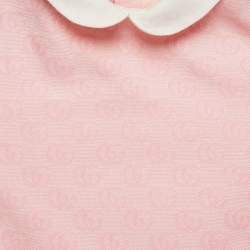 Pre Owned Gucci Kids Pink GG Jacquard Cotton Pleated Dress 12-24M
