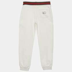 Gucci Kids White Web Trim Waistband Cotton Joggers 8 Yrs 