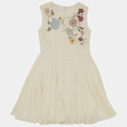 Gucci Cream Silk Floral Embroidered Dress Size 5 Yrs