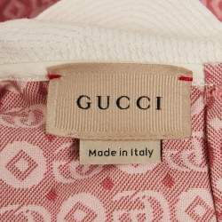Pre Owned Gucci Kids Pink Monogram Jacquard Cotton Blend Dress 12 Yrs