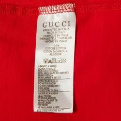Pre Owned Gucci Kids Red Cotton Bow Detail Crew Neck T-Shirt 8 Yrs