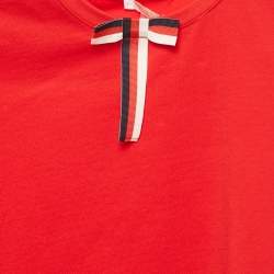 Pre Owned Gucci Kids Red Cotton Bow Detail Crew Neck T-Shirt 8 Yrs