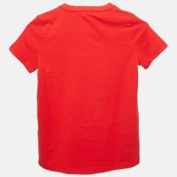 Pre Owned Gucci Kids Red Cotton Bow Detail Crew Neck T-Shirt 8 Yrs