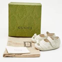 Pre Owned Gucci Off White Leather Ballet Flats Size 16