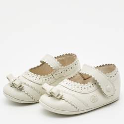 Pre Owned Gucci Off White Leather Ballet Flats Size 16