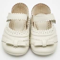 Pre Owned Gucci Off White Leather Ballet Flats Size 16