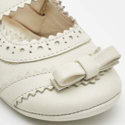 Pre Owned Gucci Off White Leather Ballet Flats Size 16