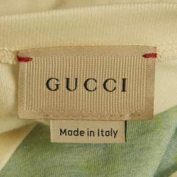 Pre Owned Gucci Kids Cream Cats Print Jersey T-Shirt 8 Yrs 