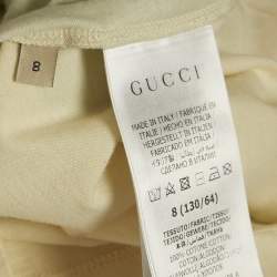 Pre Owned Gucci Kids Cream Cats Print Jersey T-Shirt 8 Yrs 