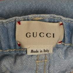 Pre Owned Gucci Kids Blue Web Trim Denim Jeans 36M