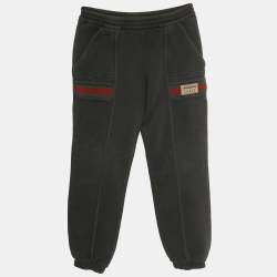 Pre Owned Gucci Kids Green Web Trim Cotton Sweatshirt and Sweatpants 8Yrs