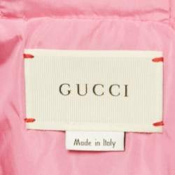 Pre Owned جاكيت غوتشي أطفال وردي بطباعة GG من النايلون مع حزام ويب 8 سنوات