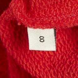 Pre Owned Gucci Kids Red Bow Applique Cotton Hooded Dress 8Yrs