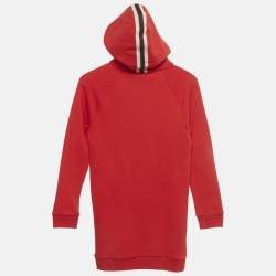 Pre Owned Gucci Kids Red Bow Applique Cotton Hooded Dress 8Yrs