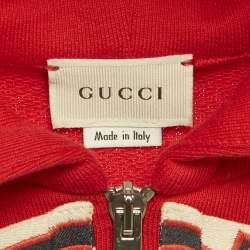 Pre Owned Gucci Kids Red Bow Applique Cotton Hooded Dress 8Yrs