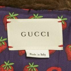 Pre Owned Gucci Yellow/Green Checks Wool and Faux Fur Trim Jacket 10Yrs