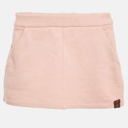 مملوكة مسبقًا Gucci Kids Pink Web Trim Cotton Mini Skirt 4Yrs